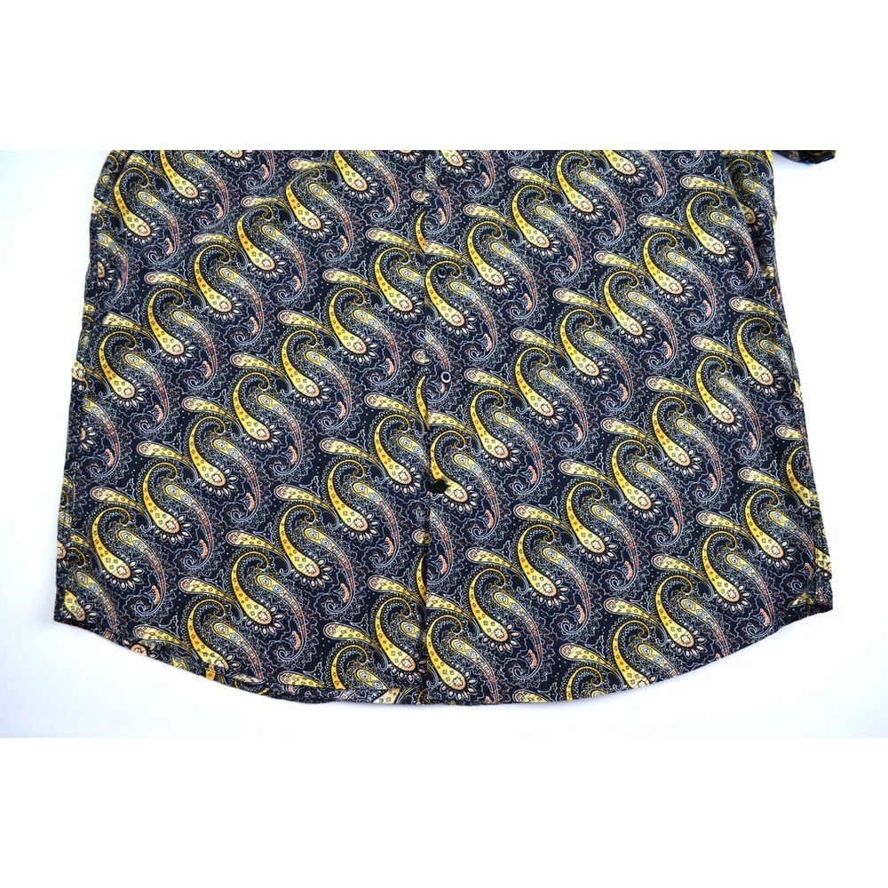 Stacy Adams Shirt Men's  17 32/33  Black Yellow Paisley Convertible French Cuffs - Picture 11 of 16